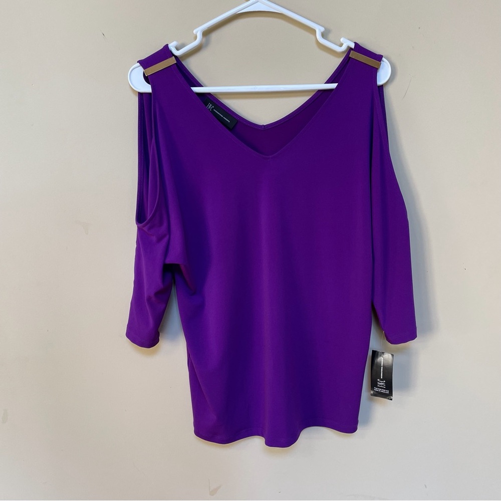 INC International Concepts Vivid Purple cut out sleeves top Women Medium NWT